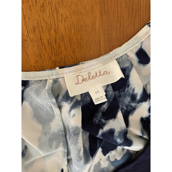 Anthropologie Silky Soft Deletta Top SMALL White And Blue Floral Beautiful - Picture 3 of 5